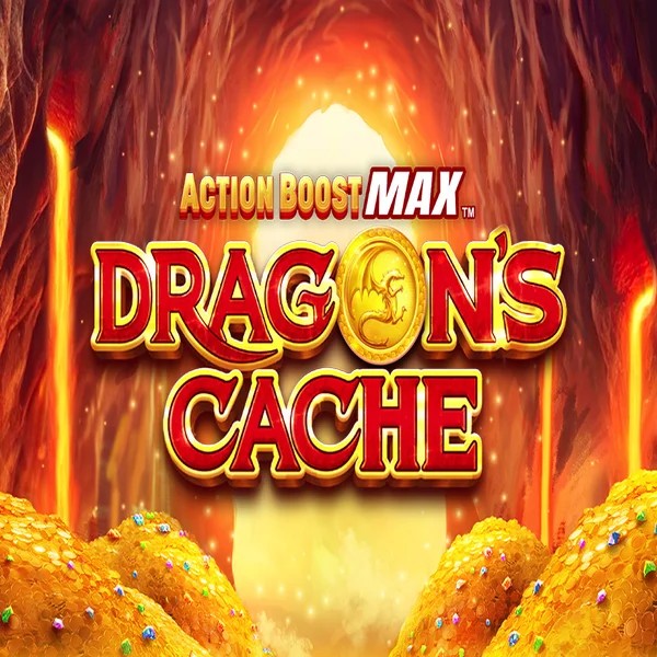 Official Slots logo: Action Boost Max Dragon's Cache by SpinPlay Games at Aphrodite Casino