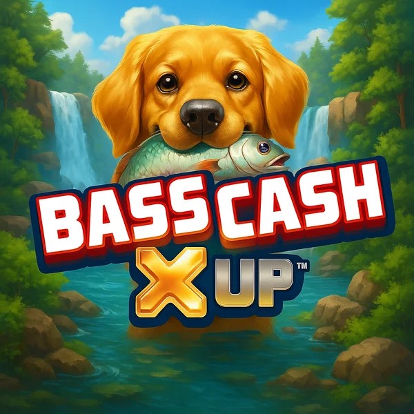 Bass Cash X UP slot logo by Alchemy Gaming at Aphrodite Casino
